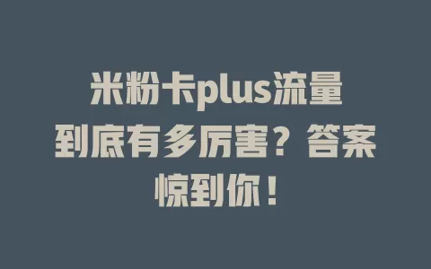 米粉卡plus流量到底有多厉害？答案惊到你！