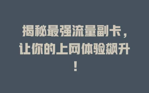 揭秘最强流量副卡，让你的上网体验飙升！