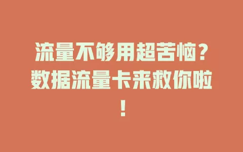 流量不够用超苦恼？数据流量卡来救你啦！