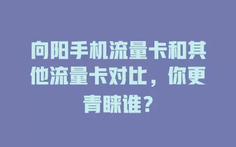 向阳手机流量卡和其他流量卡对比，你更青睐谁？