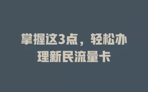 掌握这3点，轻松办理新民流量卡