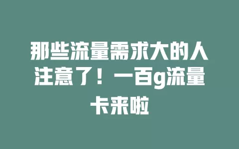 那些流量需求大的人注意了！一百g流量卡来啦