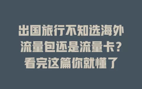 出国旅行不知选海外流量包还是流量卡?看完这篇你就懂了
