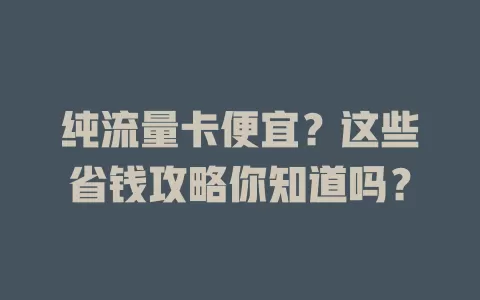 纯流量卡便宜？这些省钱攻略你知道吗？