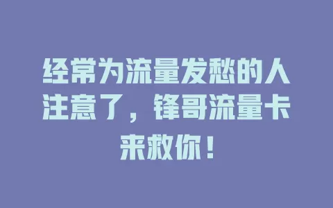 经常为流量发愁的人注意了，锋哥流量卡来救你！