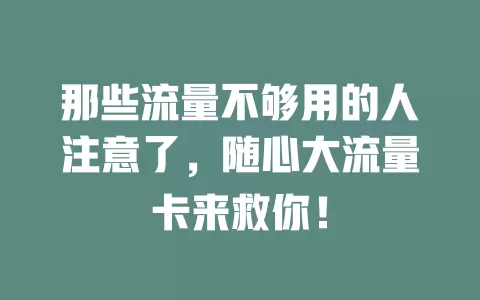 那些流量不够用的人注意了，随心大流量卡来救你！