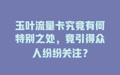 玉叶流量卡究竟有何特别之处，竟引得众人纷纷关注？