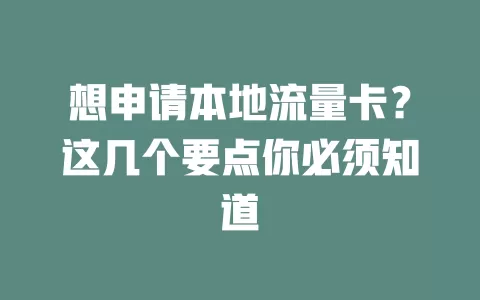 想申请本地流量卡？这几个要点你必须知道