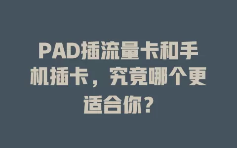 PAD插流量卡和手机插卡，究竟哪个更适合你？