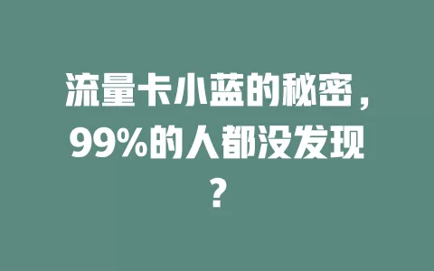流量卡小蓝的秘密，99%的人都没发现？