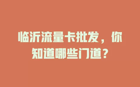 临沂流量卡批发，你知道哪些门道？