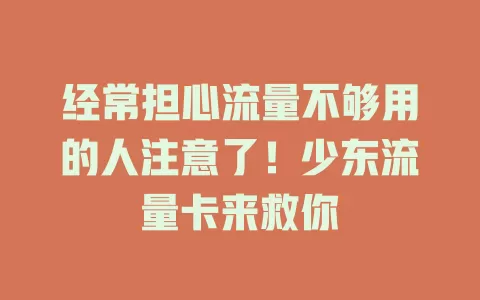 经常担心流量不够用的人注意了！少东流量卡来救你