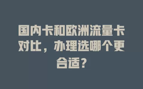 国内卡和欧洲流量卡对比，办理选哪个更合适？