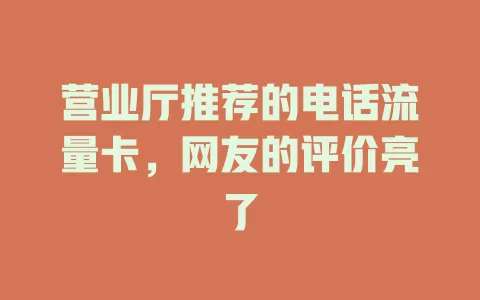 营业厅推荐的电话流量卡，网友的评价亮了