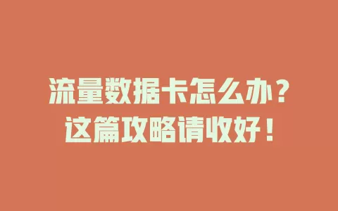 流量数据卡怎么办？这篇攻略请收好！