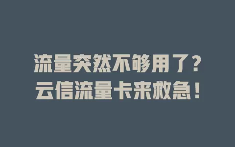 流量突然不够用了？云信流量卡来救急！