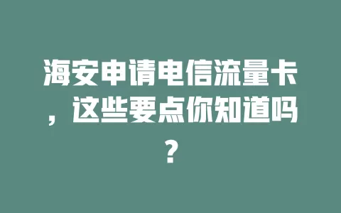 海安申请电信流量卡，这些要点你知道吗？