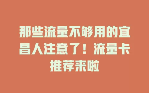 那些流量不够用的宜昌人注意了！流量卡推荐来啦
