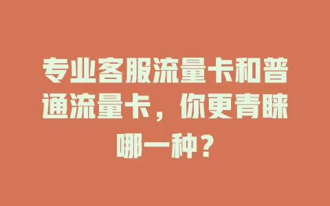 专业客服流量卡和普通流量卡，你更青睐哪一种？