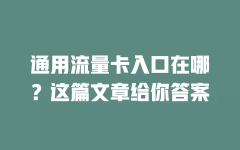 通用流量卡入口在哪？这篇文章给你答案