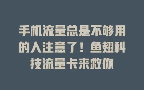 手机流量总是不够用的人注意了！鱼翅科技流量卡来救你