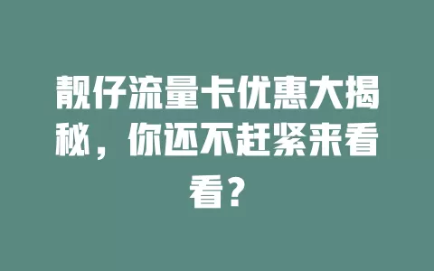 靓仔流量卡优惠大揭秘，你还不赶紧来看看？