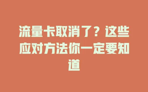 流量卡取消了？这些应对方法你一定要知道