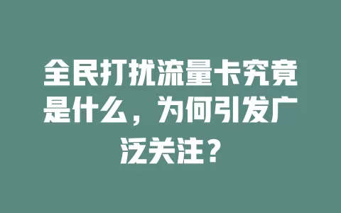 全民打扰流量卡究竟是什么，为何引发广泛关注？