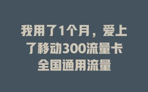 我用了1个月，爱上了移动300流量卡全国通用流量