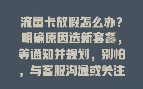 流量卡放假怎么办？明确原因选新套餐，等通知并规划，别怕，与客服沟通或关注其他卡