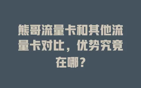 熊哥流量卡和其他流量卡对比，优势究竟在哪？