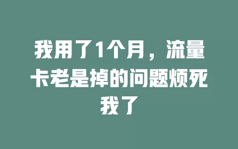我用了1个月，流量卡老是掉的问题烦死我了