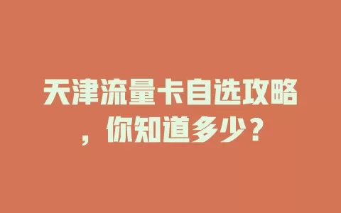 天津流量卡自选攻略，你知道多少？