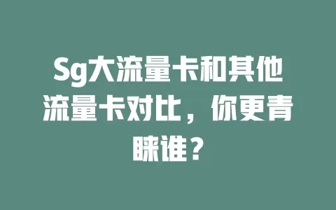 Sg大流量卡和其他流量卡对比，你更青睐谁？