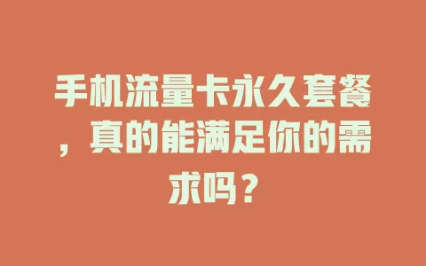 手机流量卡永久套餐，真的能满足你的需求吗？