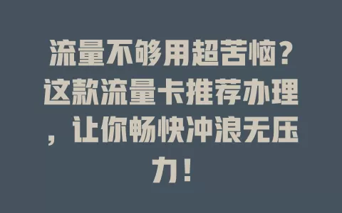 流量不够用超苦恼？这款流量卡推荐办理，让你畅快冲浪无压力！