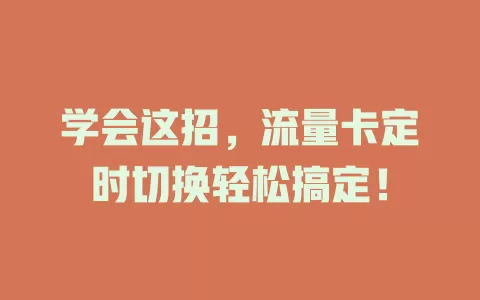 学会这招，流量卡定时切换轻松搞定！