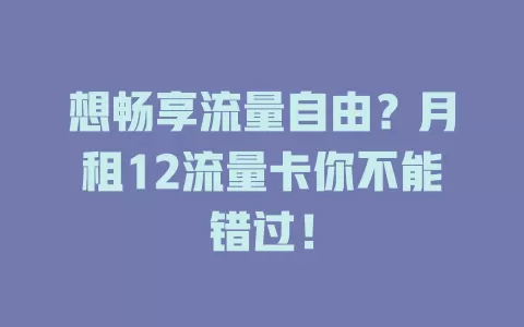 想畅享流量自由？月租12流量卡你不能错过！