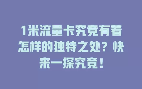1米流量卡究竟有着怎样的独特之处？快来一探究竟！