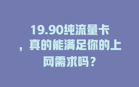 19.90纯流量卡，真的能满足你的上网需求吗？