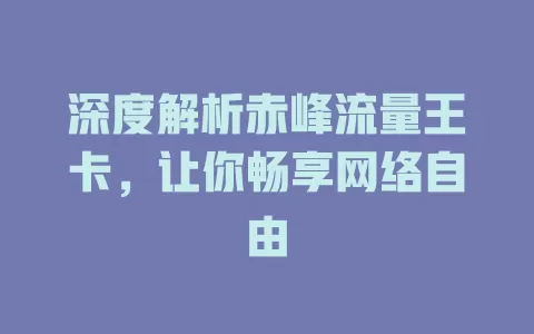 深度解析赤峰流量王卡，让你畅享网络自由