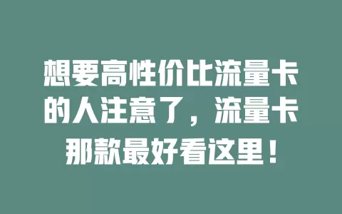 想要高性价比流量卡的人注意了，流量卡那款最好看这里！