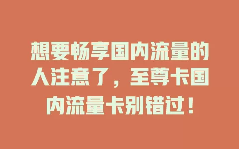 想要畅享国内流量的人注意了，至尊卡国内流量卡别错过！