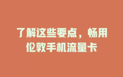 了解这些要点，畅用伦敦手机流量卡