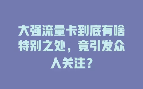 大强流量卡到底有啥特别之处，竟引发众人关注？