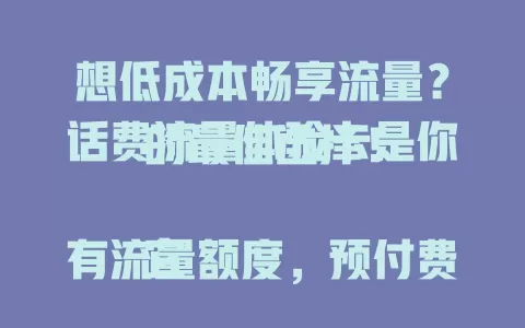 想低成本畅享流量？话费流量体验卡是你的最佳选择！

它有流量额度，预付费超灵活，无需签长约。费用比传统套餐低，档次多样。办理方便，购买激活即用，部分支持在线充值。用它能自由控成本，省钱又便捷！