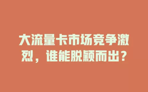 大流量卡市场竞争激烈，谁能脱颖而出？
