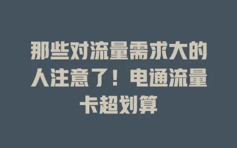 那些对流量需求大的人注意了！电通流量卡超划算