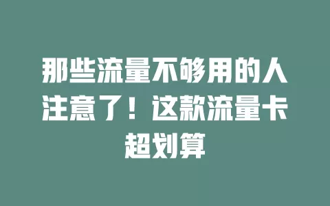 那些流量不够用的人注意了！这款流量卡超划算