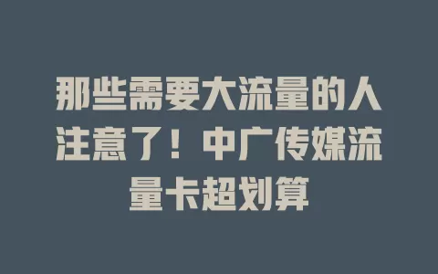 那些需要大流量的人注意了！中广传媒流量卡超划算